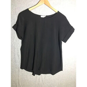Womens Entro Blouse Top Black Folded Sleeve Polyester Casual Business